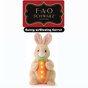 🌞🐰New!!🥕FAO Schwarz 12” Glow Brights Bunny with Carrot Plush